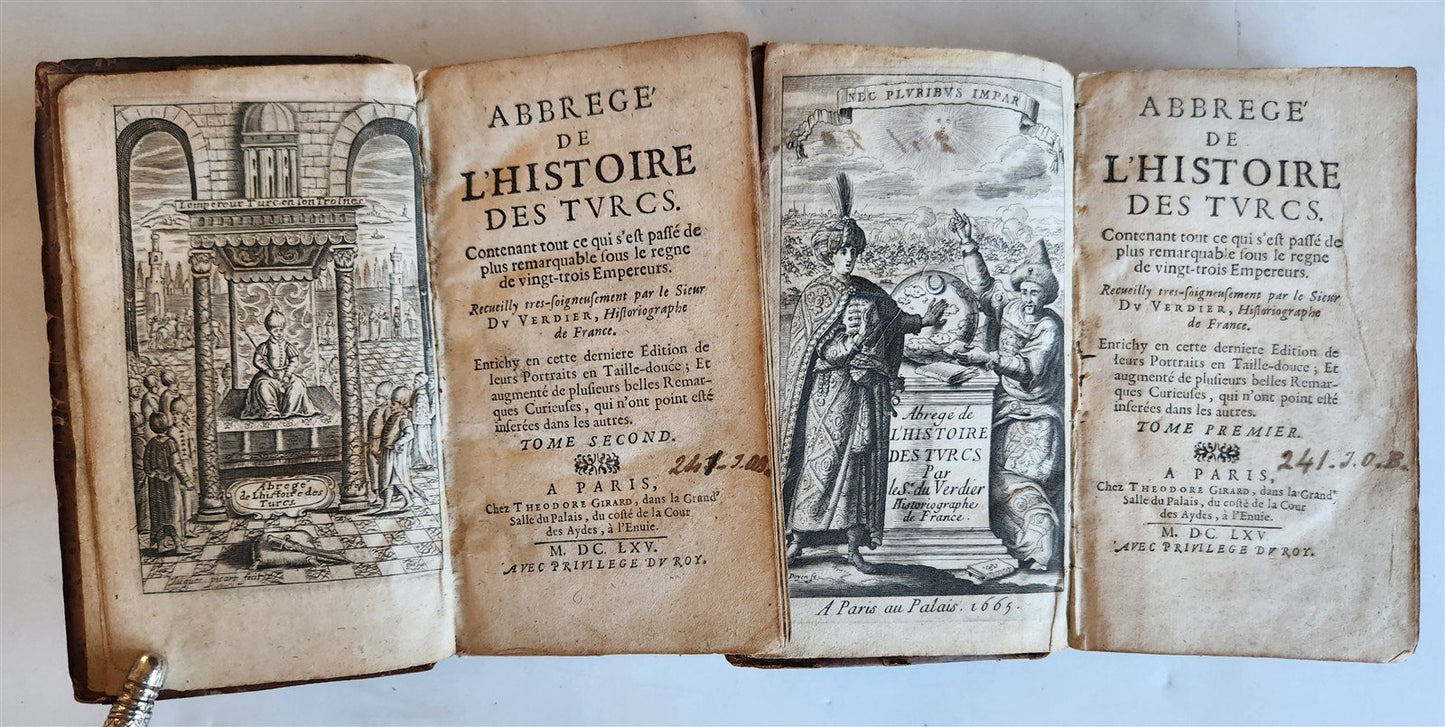 1665 HISTORY of TURKS antique ILLUSTRATED 2 VOLUMES 17th CENTURY