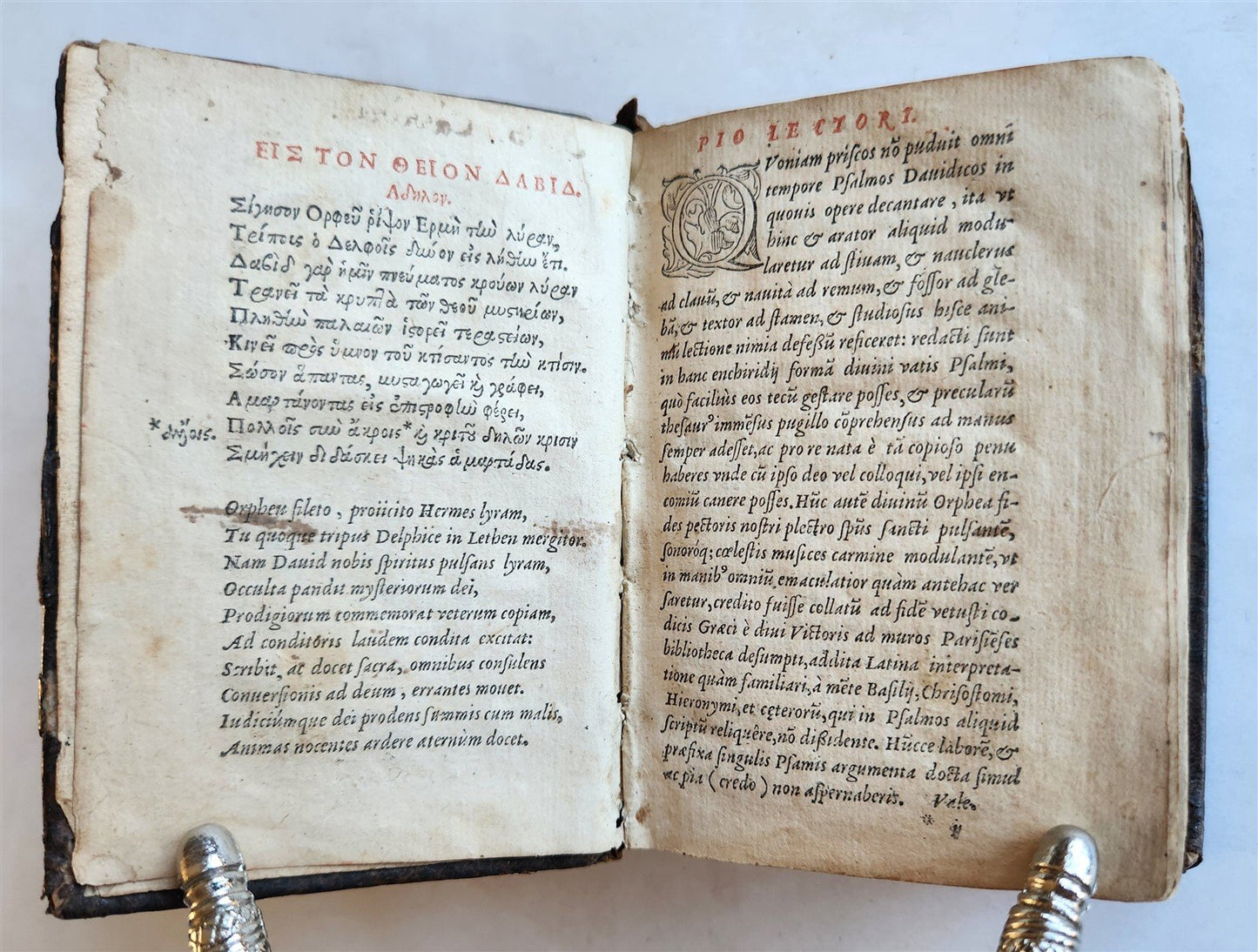 1559 PSALTER in GREEK & LATIN antique 16th CENTURY rare PSALTERIUM DAVIDICUM