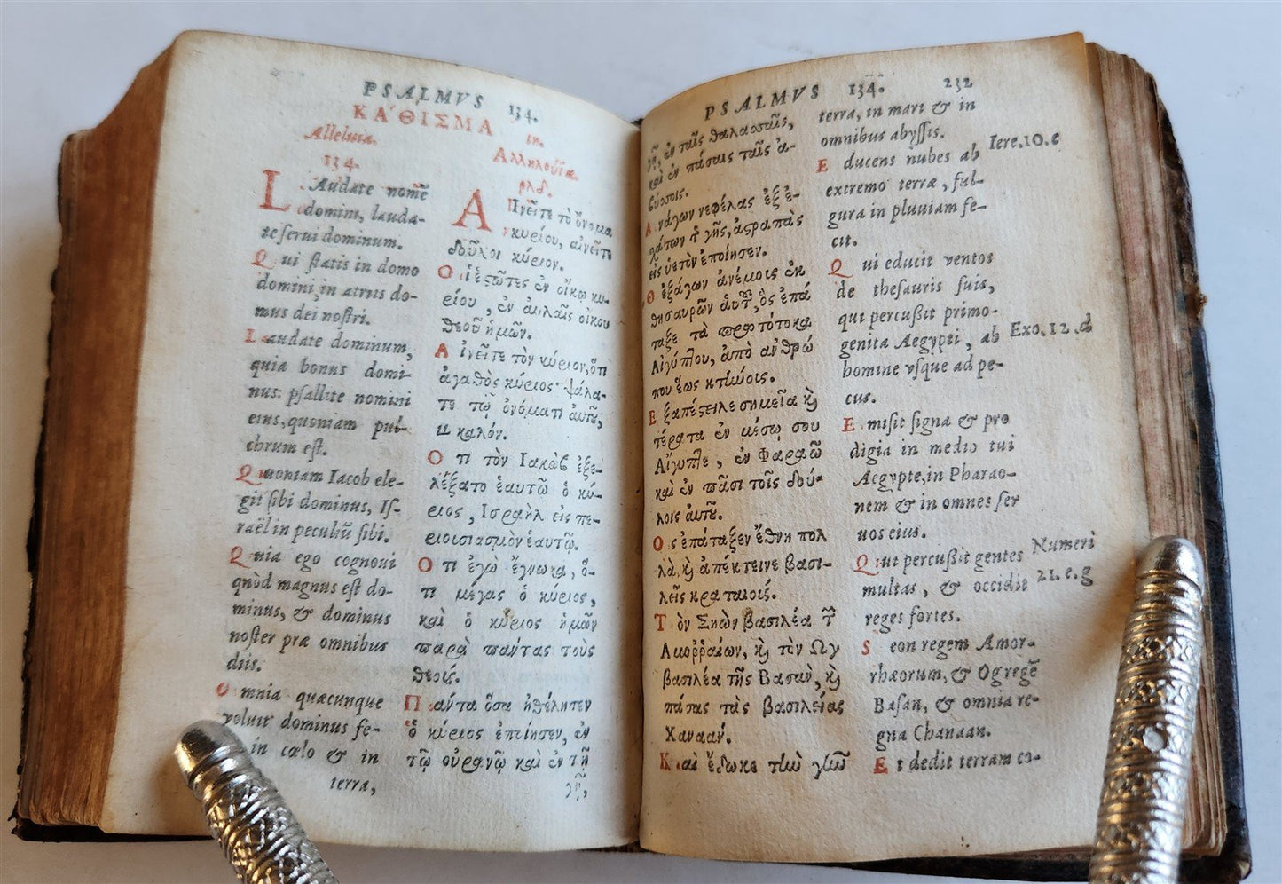 1559 PSALTER in GREEK & LATIN antique 16th CENTURY rare PSALTERIUM DAVIDICUM
