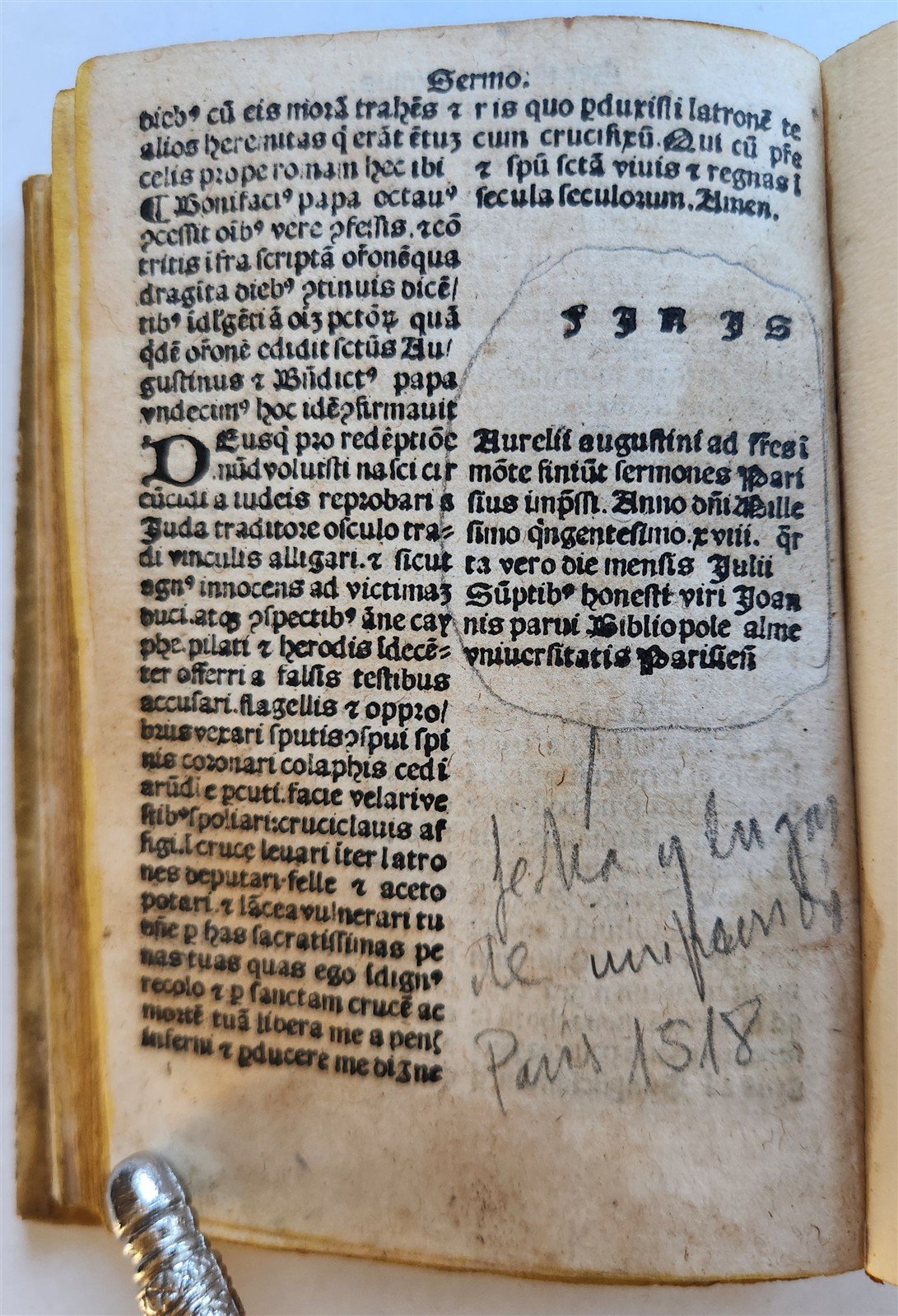 1518 POST-INCUNABULA ST.AUGUSTINE SERMONS antique 16th CENTURY vellum RARE