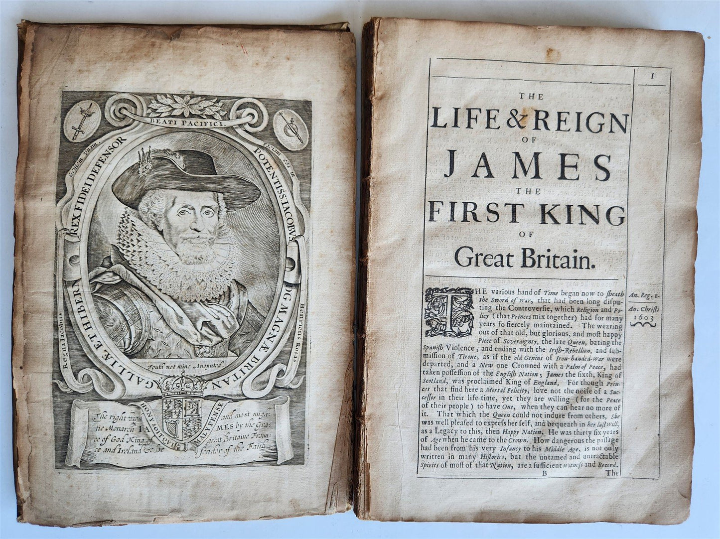 1653 HISTORY of GREAT BRITAIN LIFE of KING JAMES antique in ENGLISH