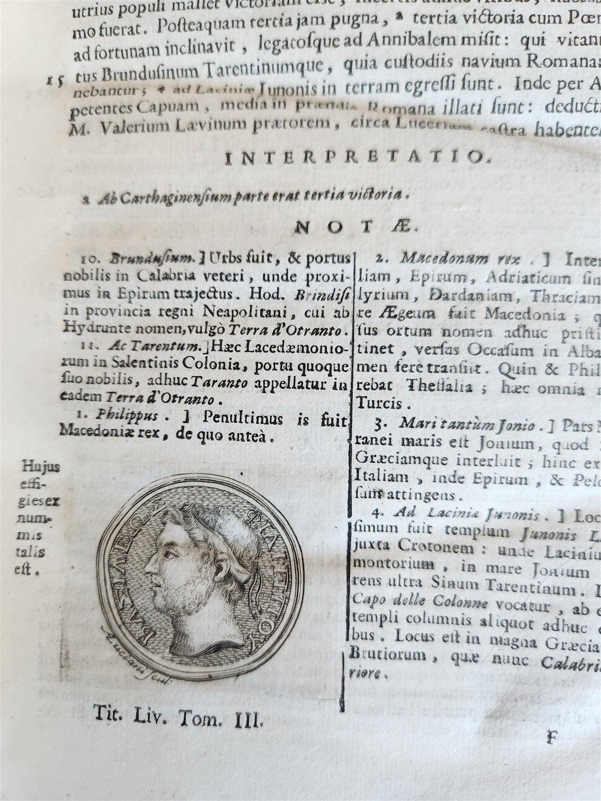 1714 ROMAN HISTORY by LIVY in LATIN antique 5 VOLUMES illustrated w/ map