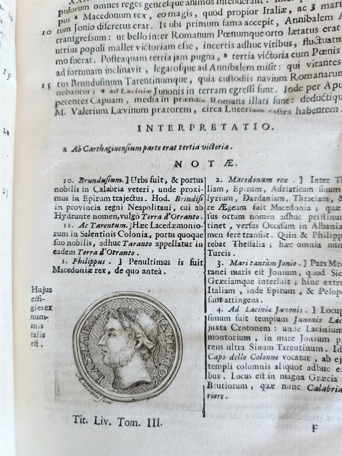 1714 ROMAN HISTORY by LIVY in LATIN antique 5 VOLUMES illustrated w/ map