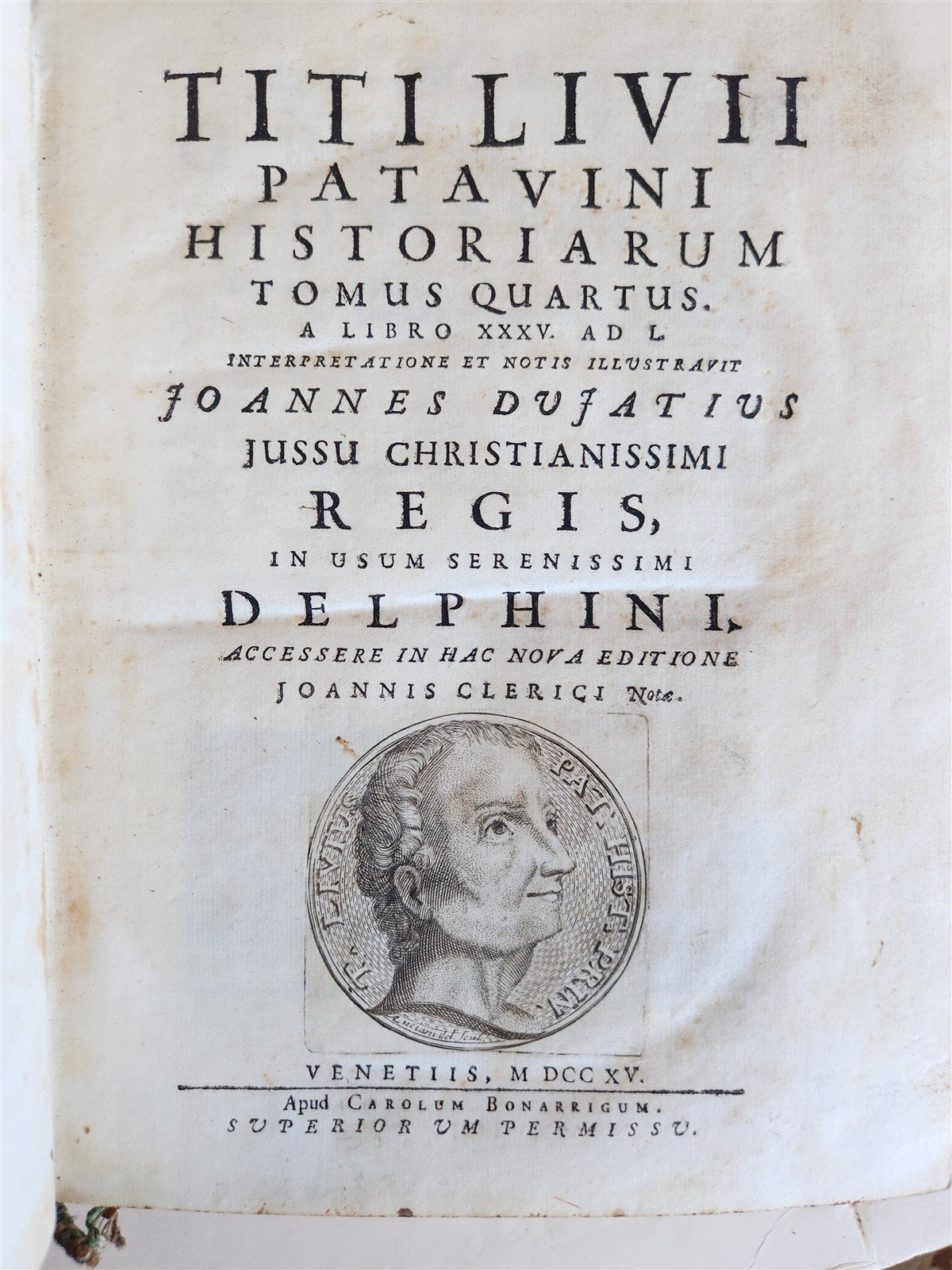 1714 ROMAN HISTORY by LIVY in LATIN antique 5 VOLUMES illustrated w/ map