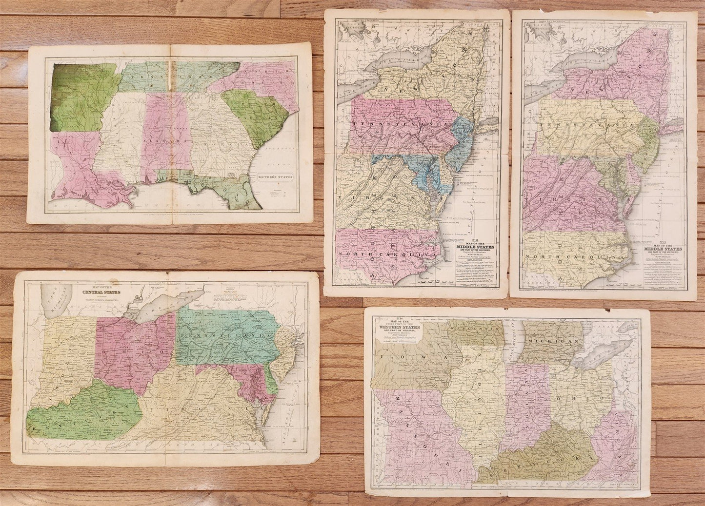 1840s LOT of 5 antique MAPS AMERICANA