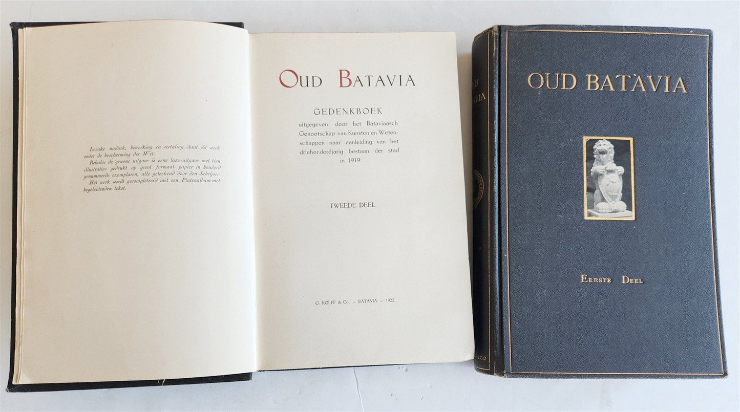 1922 OLD BATAVIA - JAKARTA 2 volumes ILLUSTRATED w/ MAPS antique in DUTCH