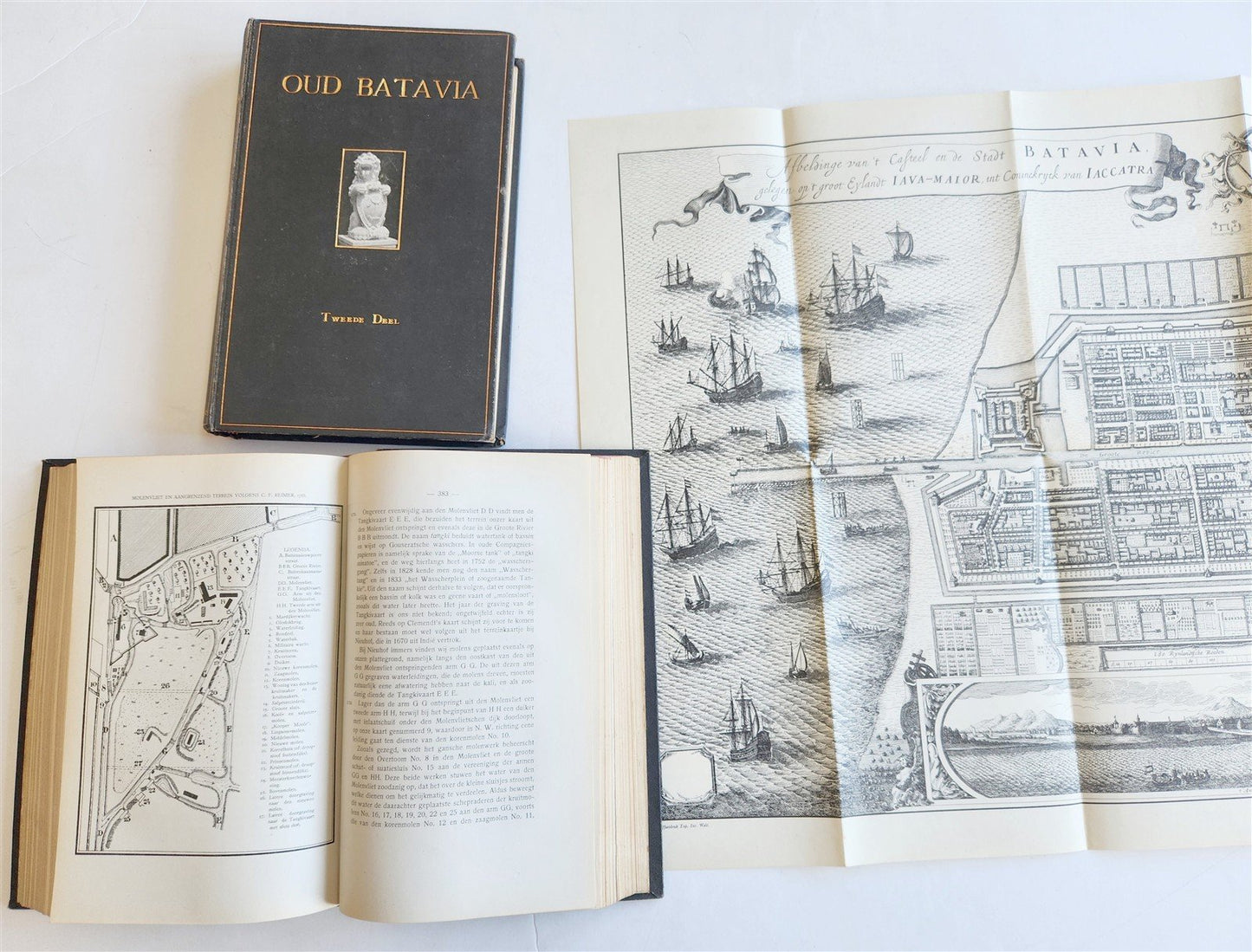 1922 OLD BATAVIA - JAKARTA 2 volumes ILLUSTRATED w/ MAPS antique in DUTCH