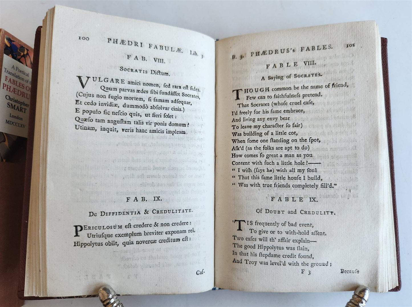 1765 Poetical Translation of Fables of Phaedrus ANTIQUE by C.Smart in ENGLISH
