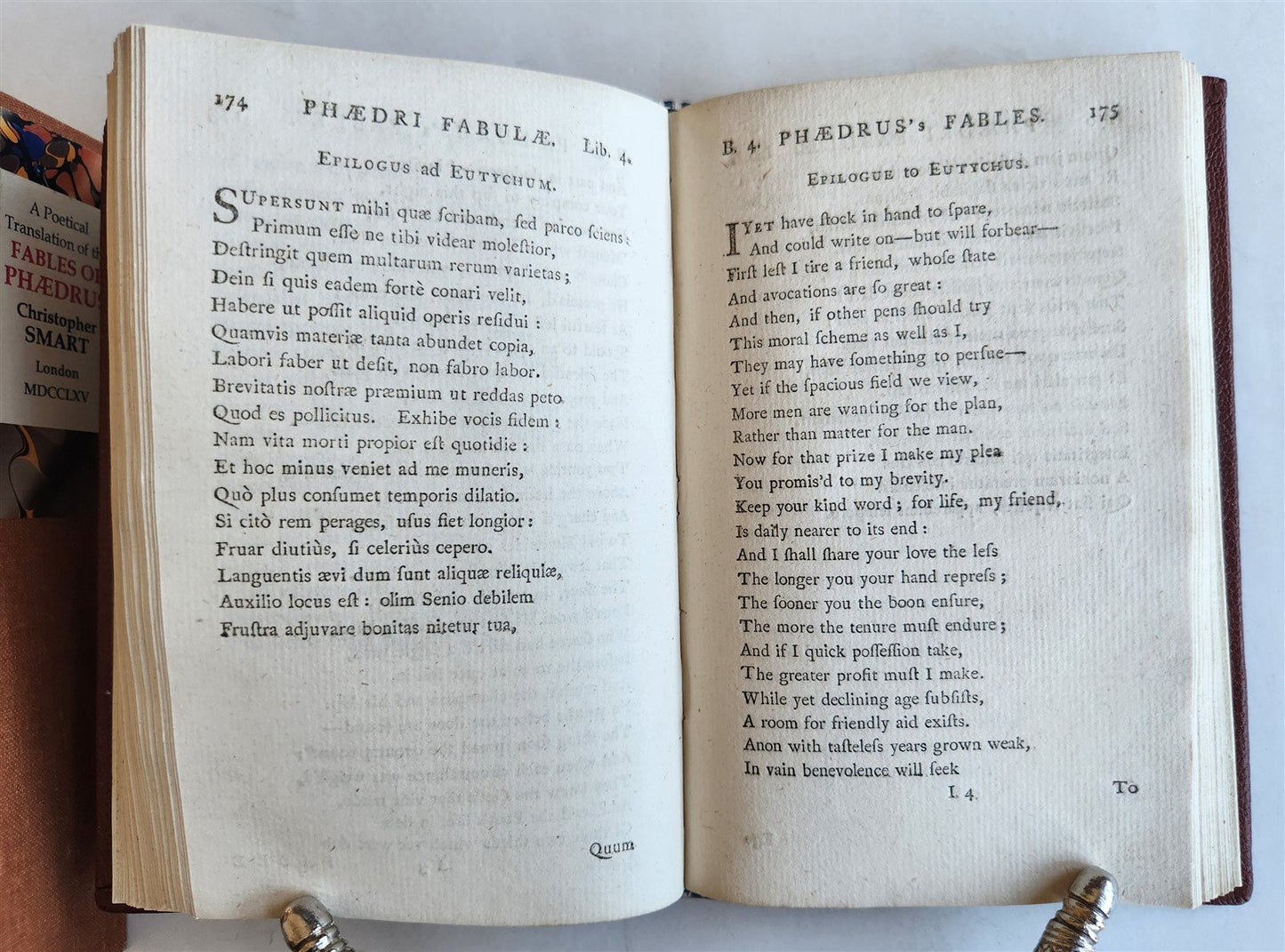1765 Poetical Translation of Fables of Phaedrus ANTIQUE by C.Smart in ENGLISH