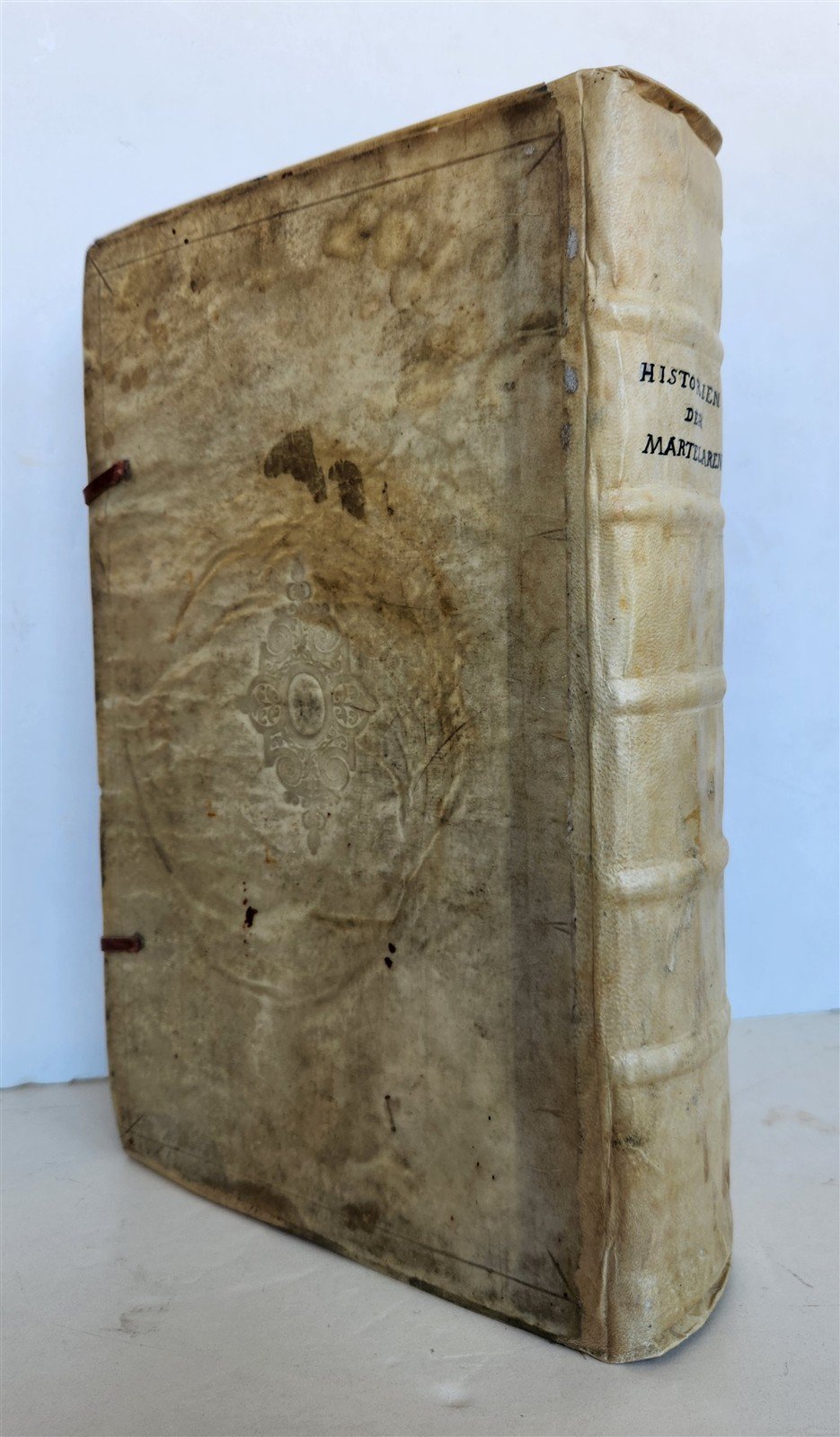 1671 HISTORY of MARTYRS antique ILLUSTRATED FOLIO in DUTCH vellum binding