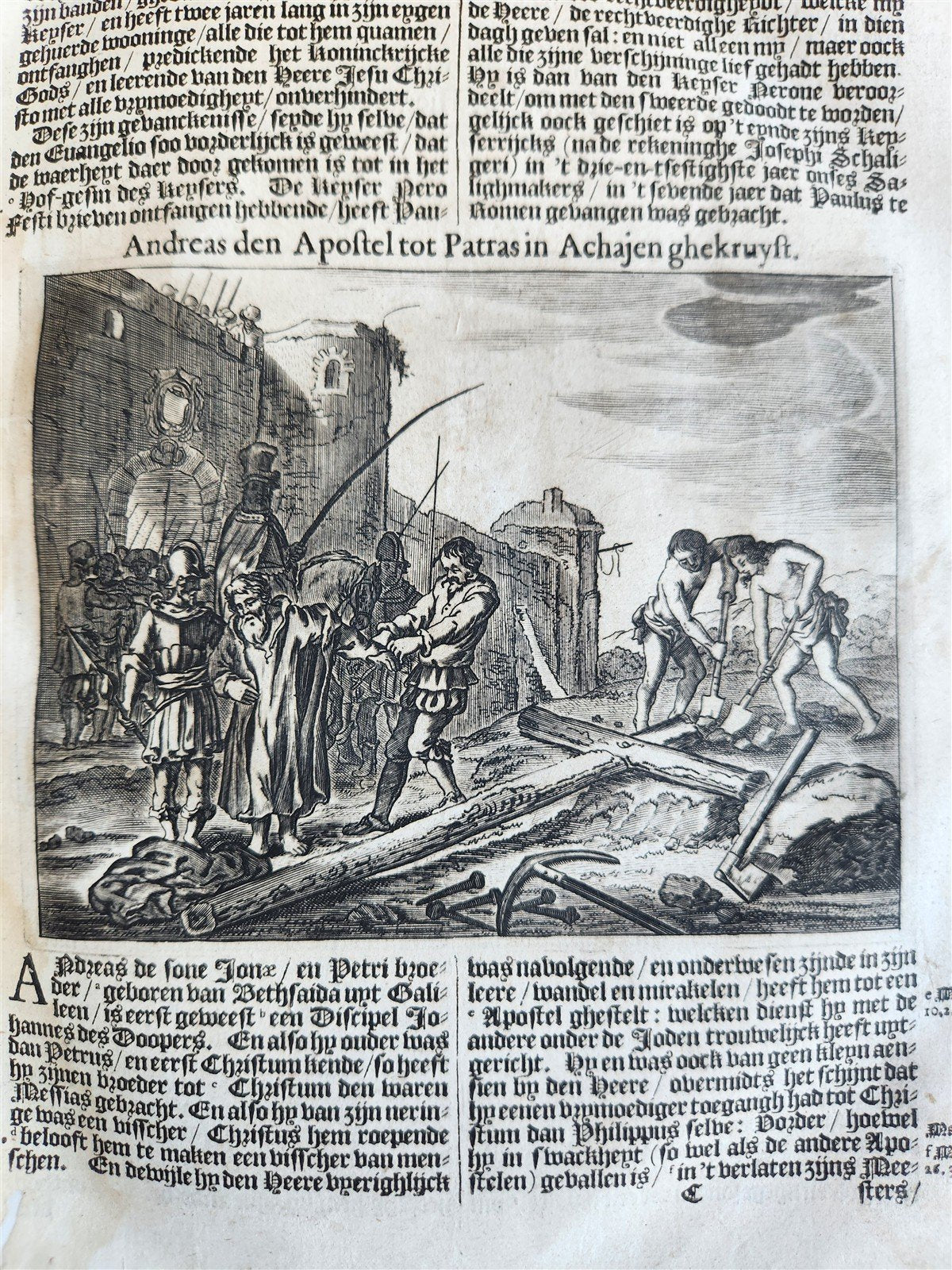 1671 HISTORY of MARTYRS antique ILLUSTRATED FOLIO in DUTCH vellum binding