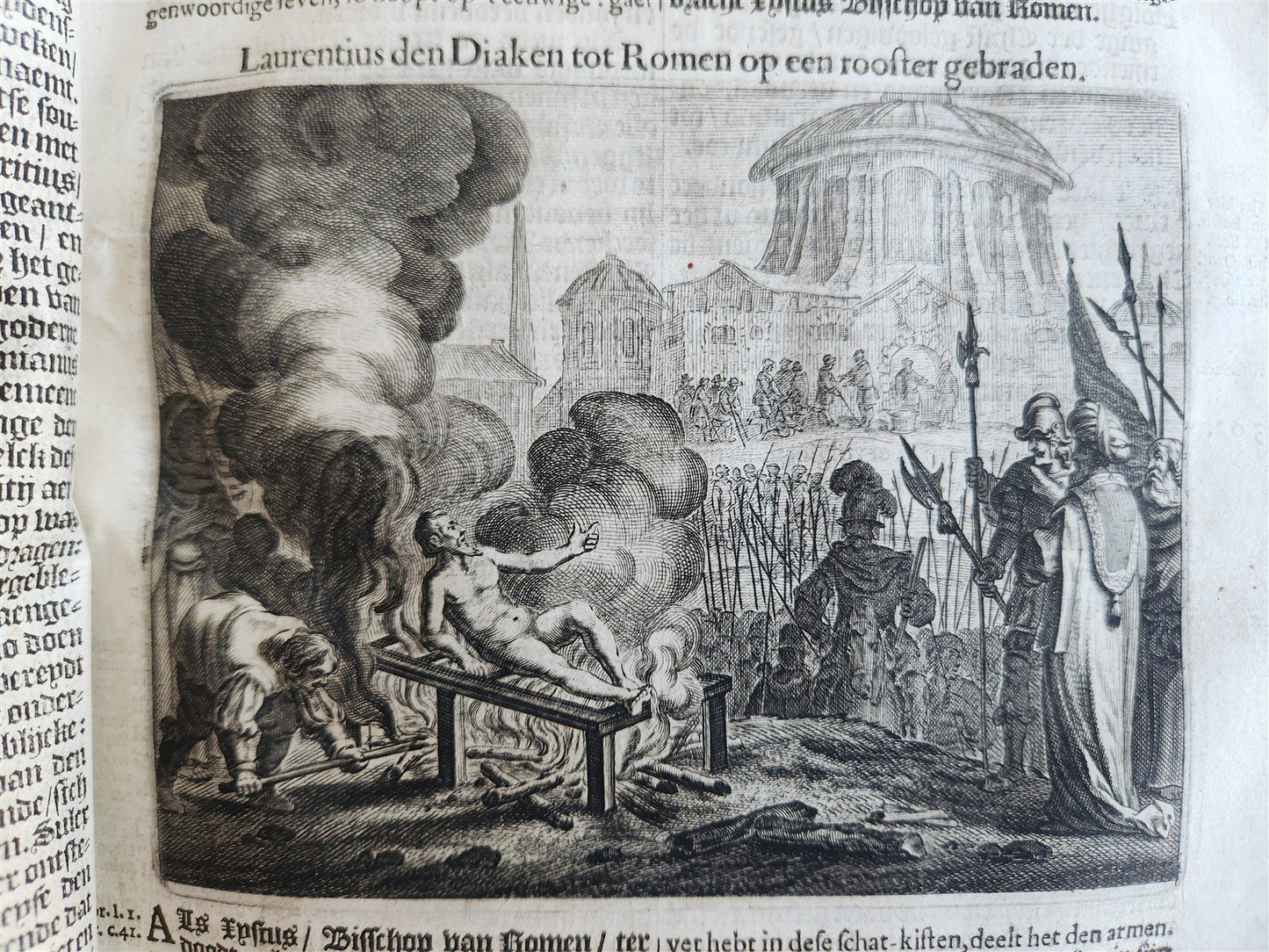1671 HISTORY of MARTYRS antique ILLUSTRATED FOLIO in DUTCH vellum binding