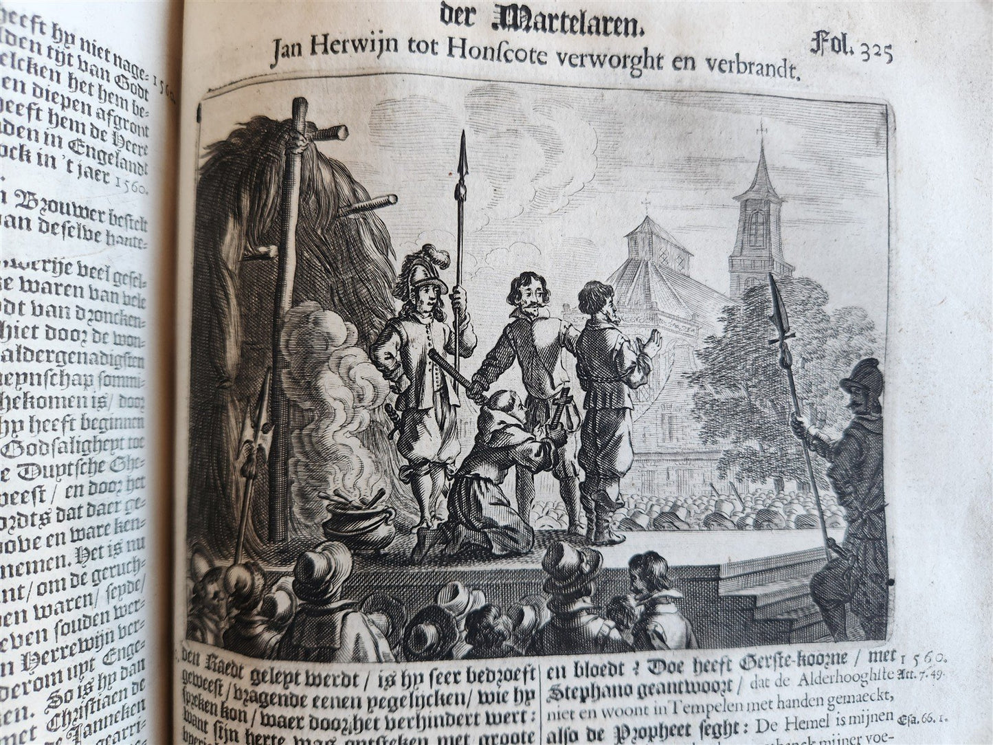 1671 HISTORY of MARTYRS antique ILLUSTRATED FOLIO in DUTCH vellum binding