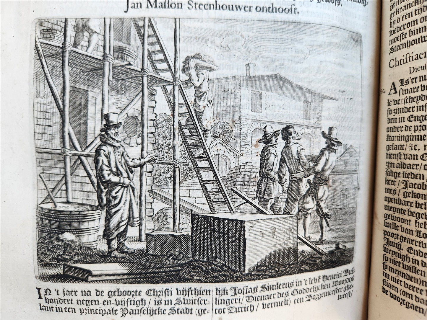 1671 HISTORY of MARTYRS antique ILLUSTRATED FOLIO in DUTCH vellum binding