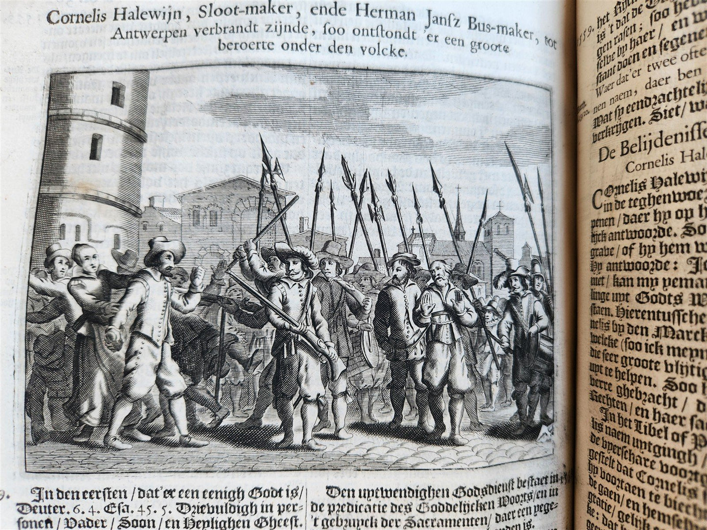 1671 HISTORY of MARTYRS antique ILLUSTRATED FOLIO in DUTCH vellum binding