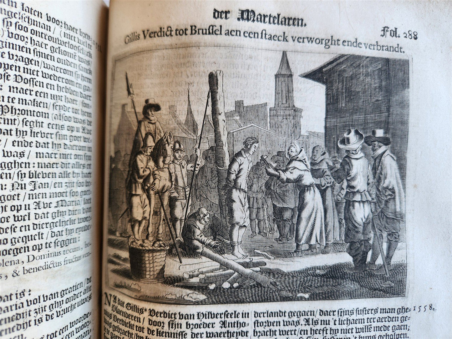 1671 HISTORY of MARTYRS antique ILLUSTRATED FOLIO in DUTCH vellum binding