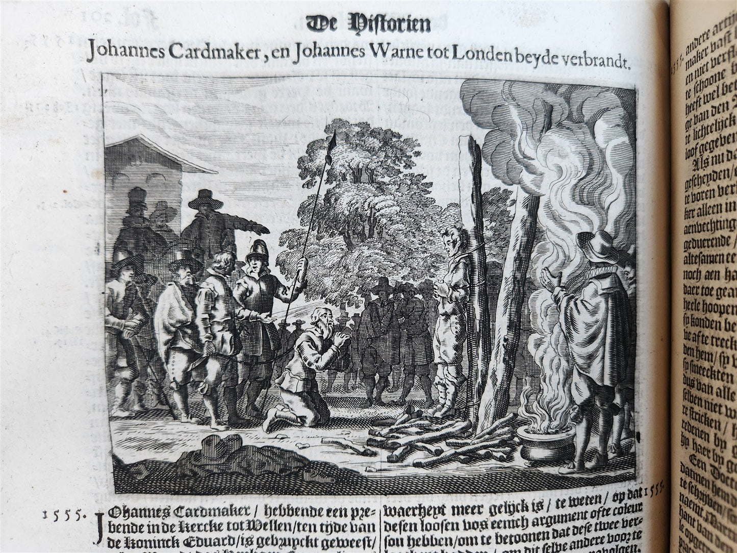 1671 HISTORY of MARTYRS antique ILLUSTRATED FOLIO in DUTCH vellum binding