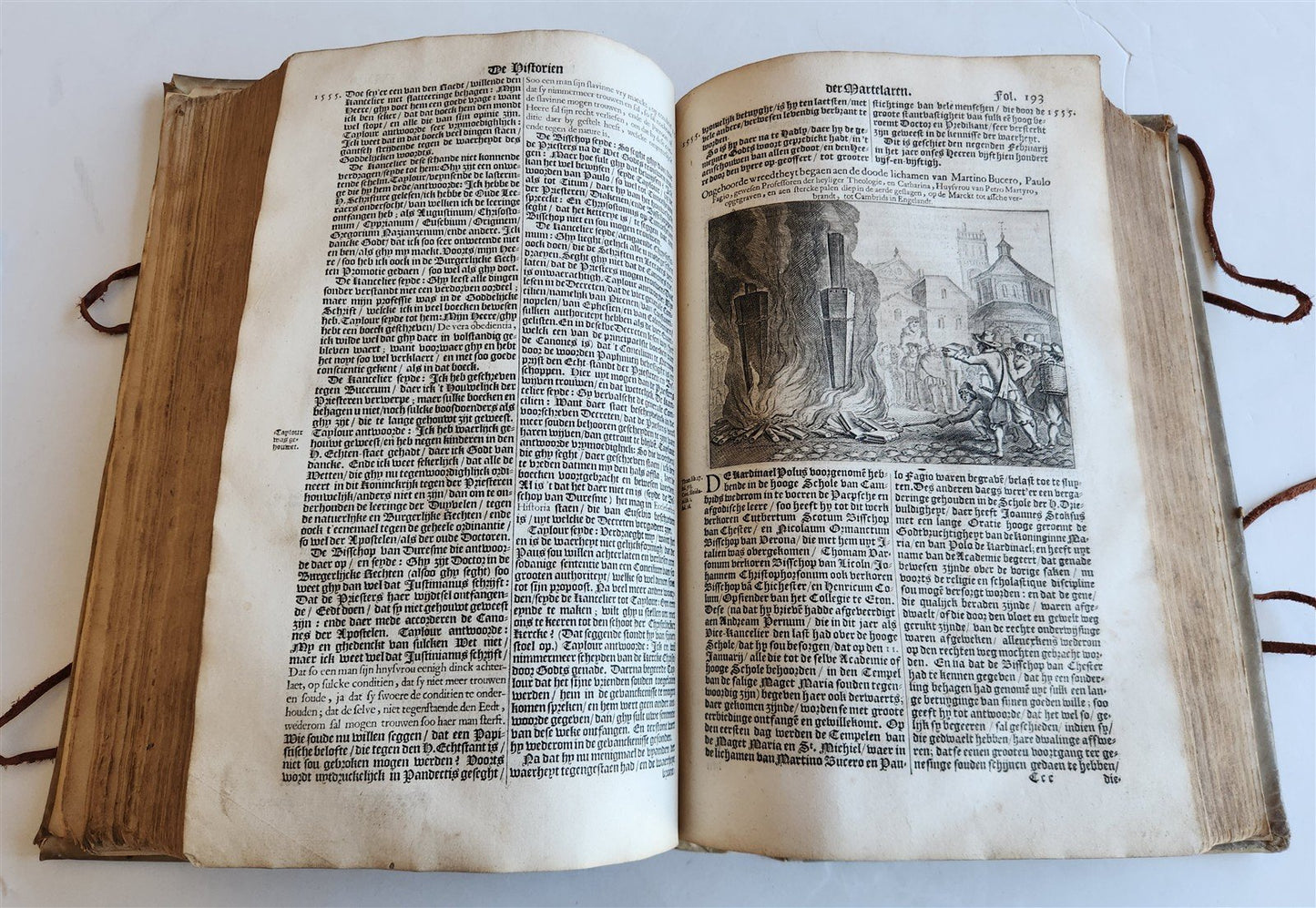 1671 HISTORY of MARTYRS antique ILLUSTRATED FOLIO in DUTCH vellum binding