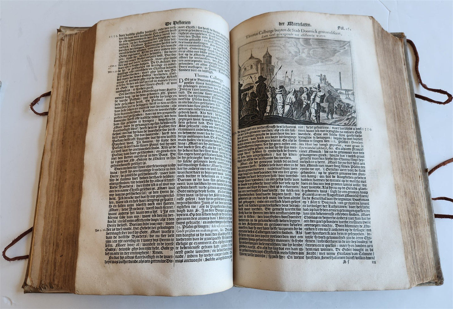 1671 HISTORY of MARTYRS antique ILLUSTRATED FOLIO in DUTCH vellum binding