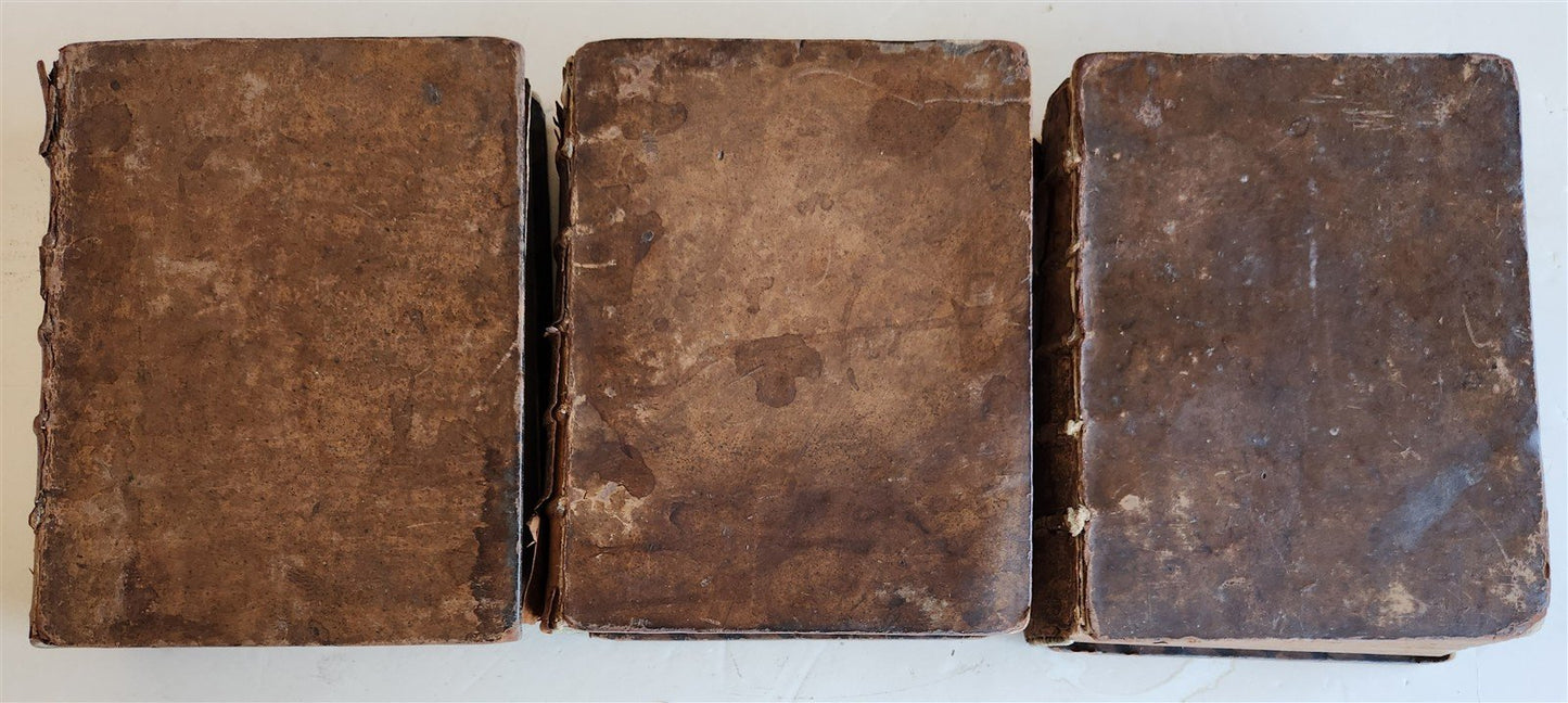 1700 BIBLE in FRENCH 3 VOLUMES antique ILLUSTRATED w/ MAP La Sainte Bible