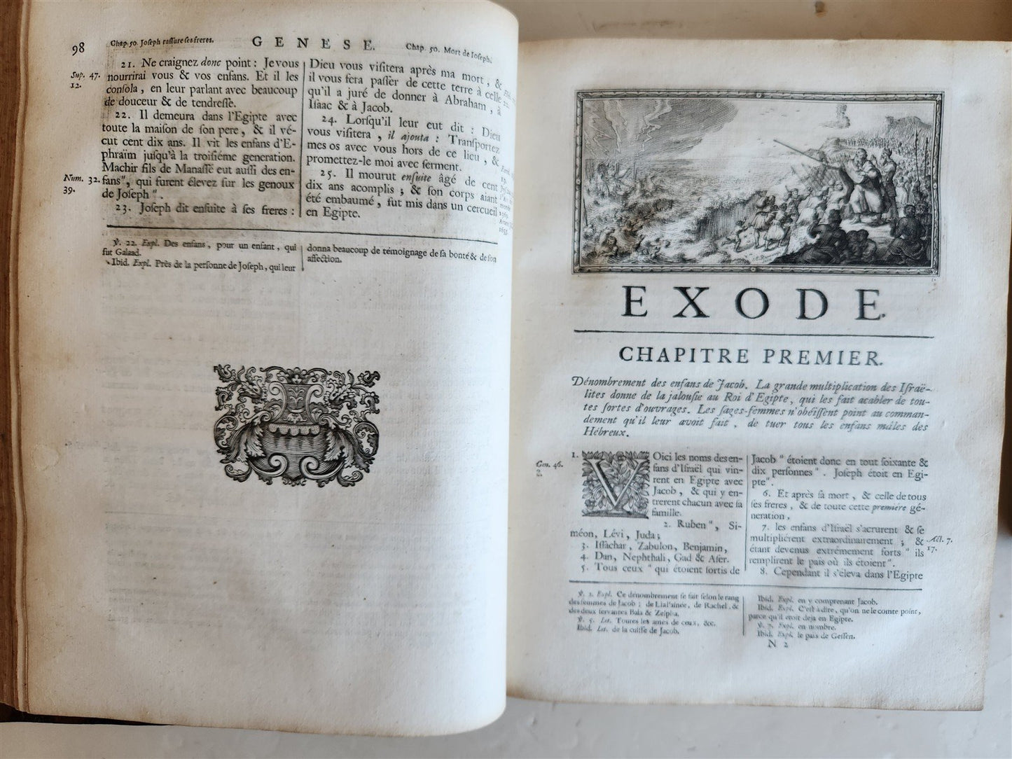 1700 BIBLE in FRENCH 3 VOLUMES antique ILLUSTRATED w/ MAP La Sainte Bible