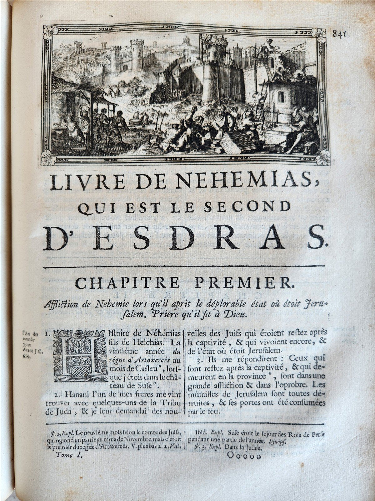 1700 BIBLE in FRENCH 3 VOLUMES antique ILLUSTRATED w/ MAP La Sainte Bible