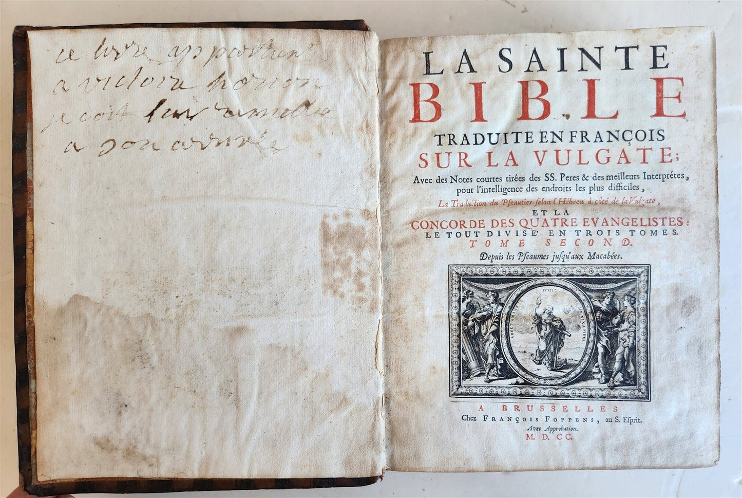 1700 BIBLE in FRENCH 3 VOLUMES antique ILLUSTRATED w/ MAP La Sainte Bible
