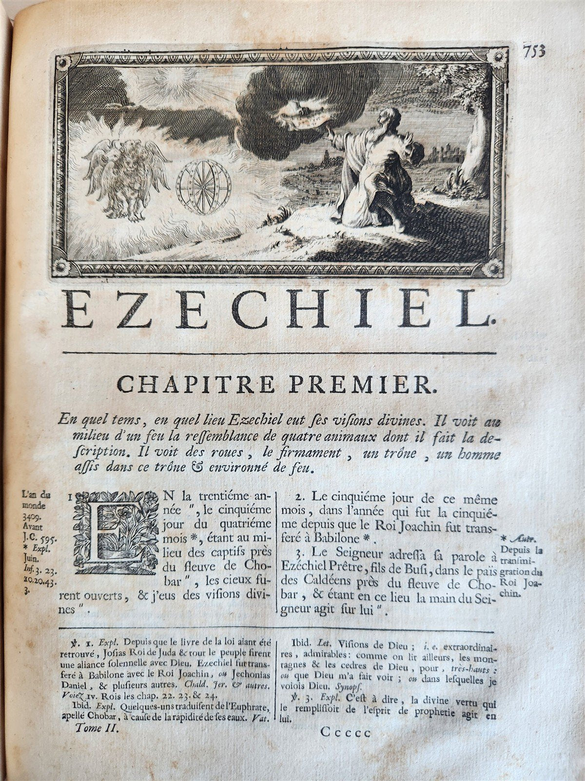 1700 BIBLE in FRENCH 3 VOLUMES antique ILLUSTRATED w/ MAP La Sainte Bible