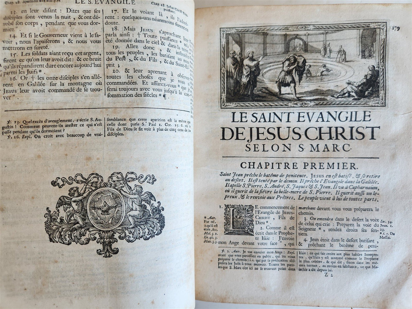1700 BIBLE in FRENCH 3 VOLUMES antique ILLUSTRATED w/ MAP La Sainte Bible