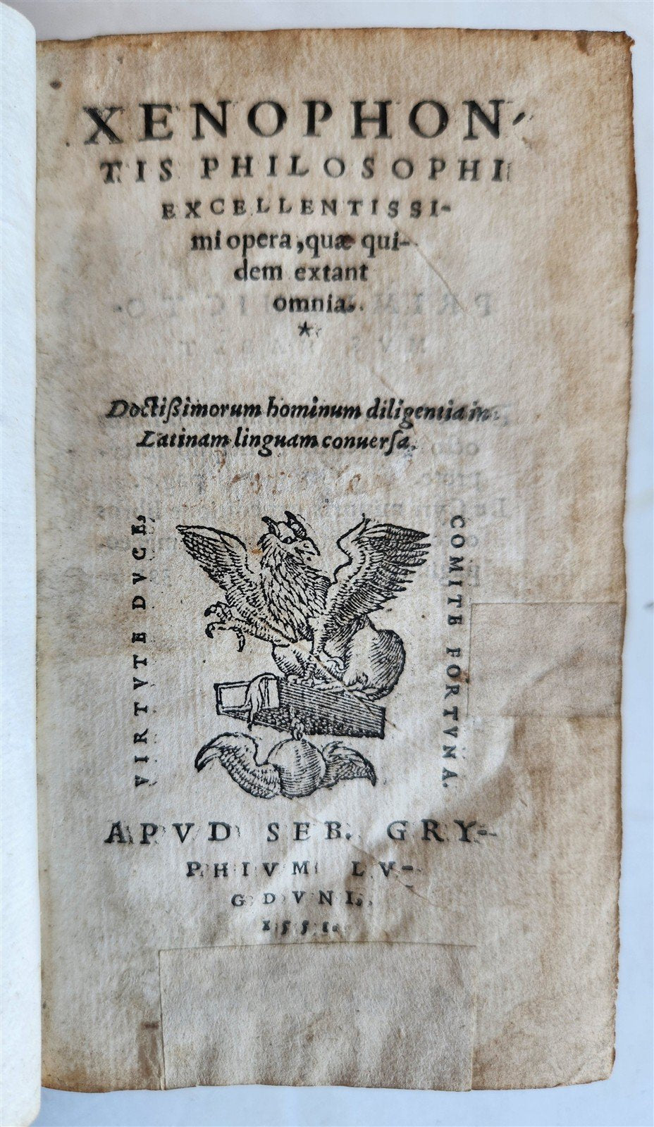 1551 XENOPHON Atheniensis OPERA Griphius press antique 16th C. original binding
