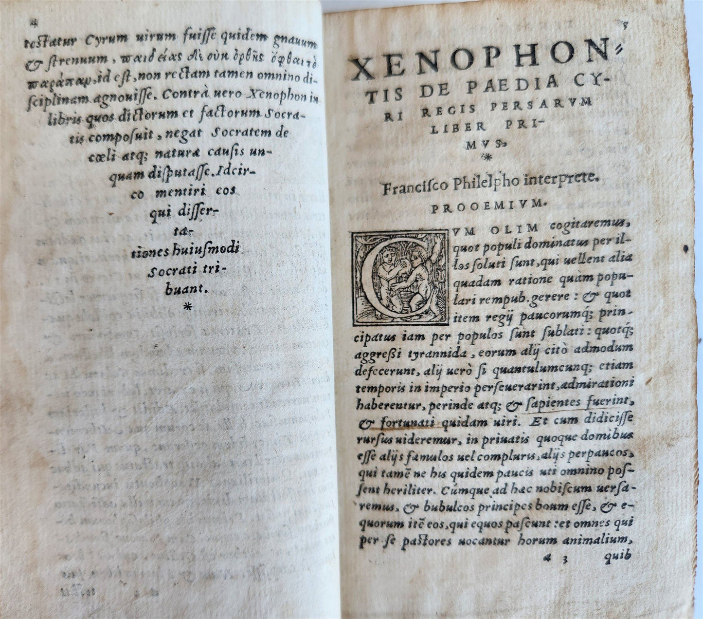 1551 XENOPHON Atheniensis OPERA Griphius press antique 16th C. original binding