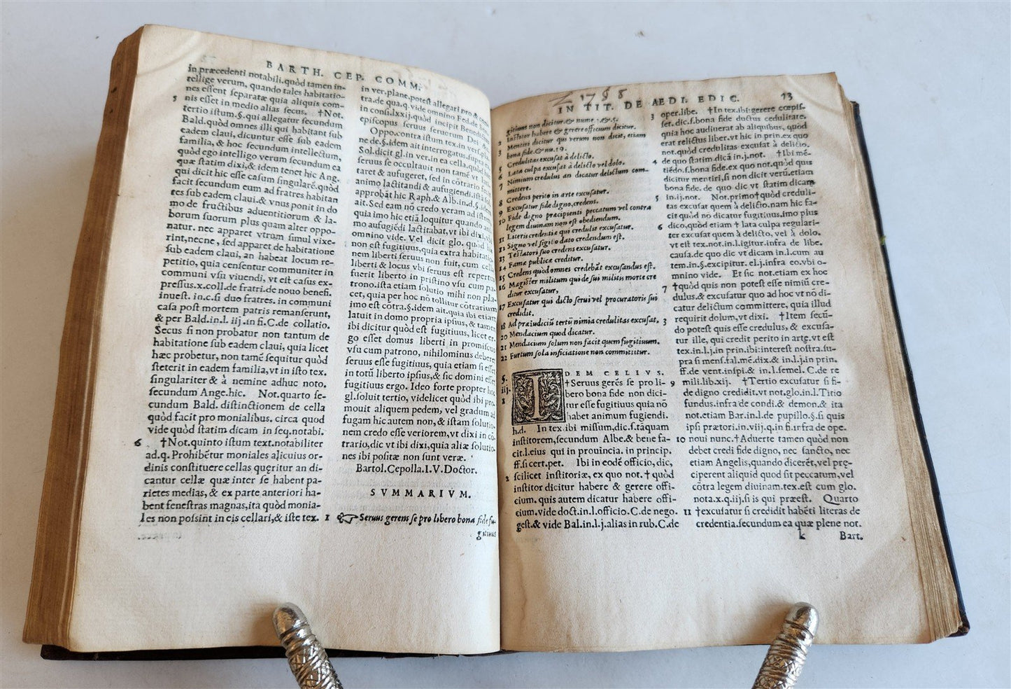 1550 LAW BOOK by Bartholomei Cipolla antique 16th C. original binding