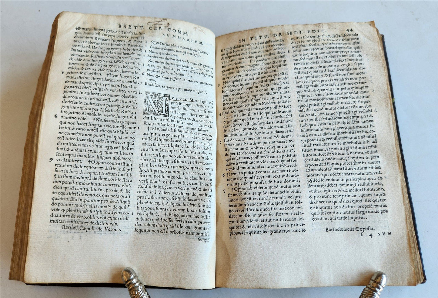 1550 LAW BOOK by Bartholomei Cipolla antique 16th C. original binding