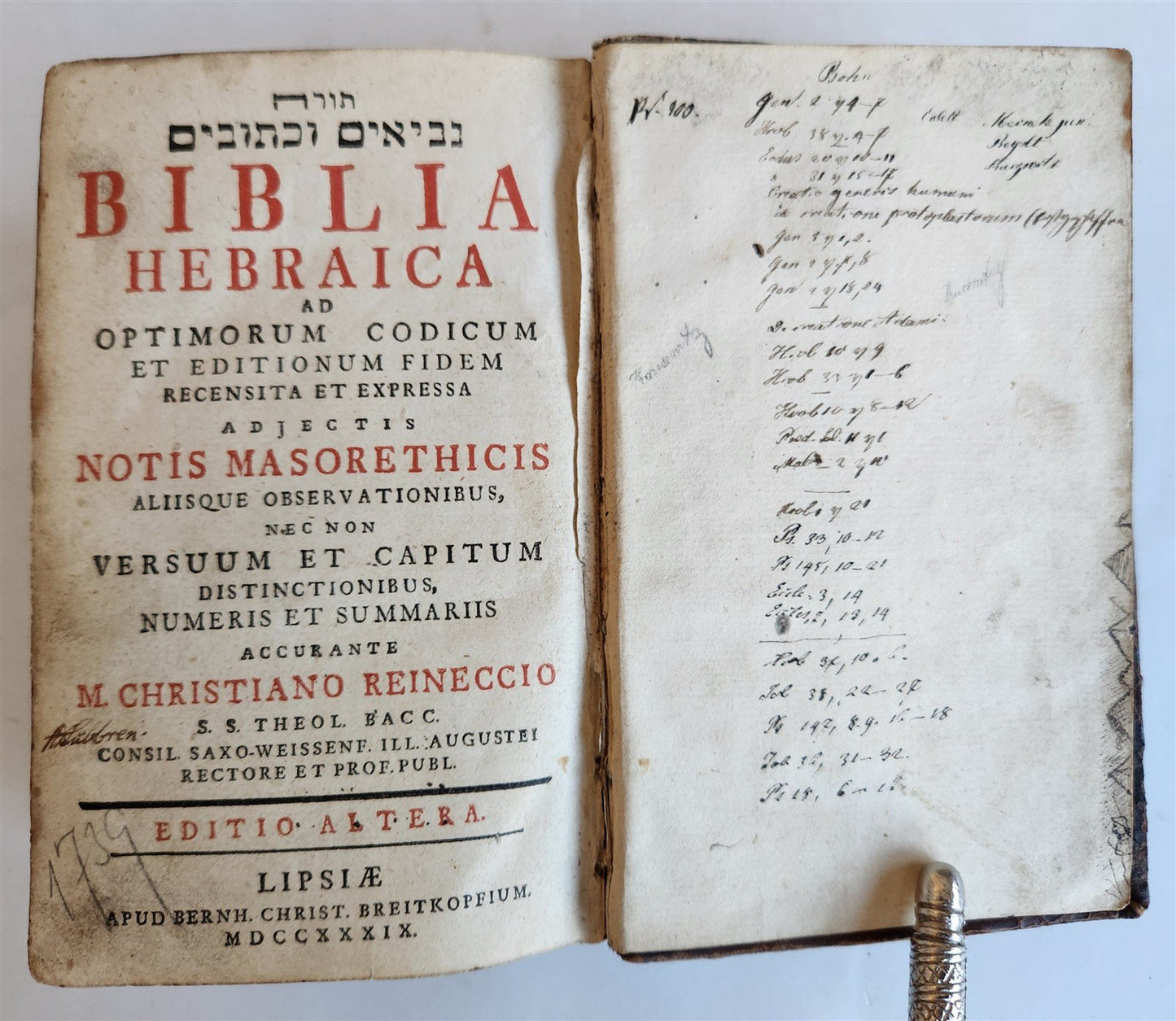 1739 BIBLE in HEBREW antique Biblia Hebraica JUDAICA