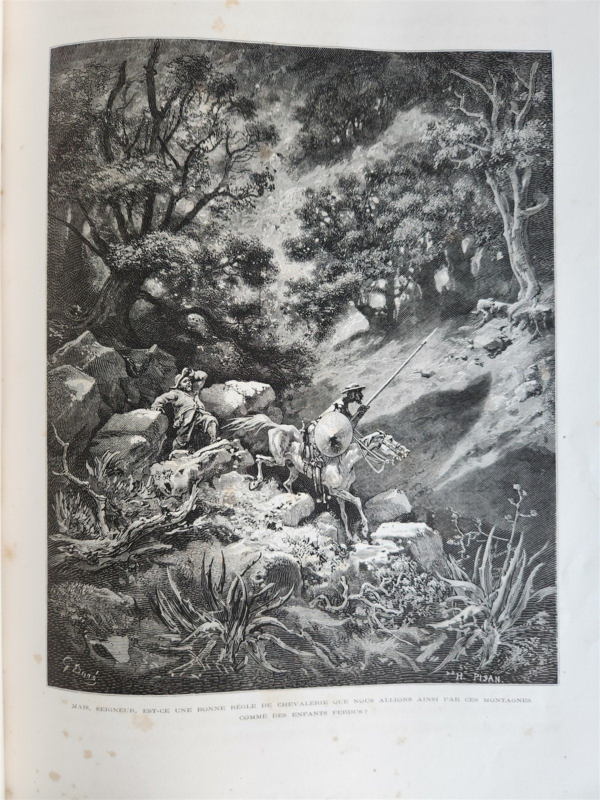 1869 DON QUIXOTE by CERVANTES illustrated by GUSTAVE DORE antique 2 FOLIO VOLS.