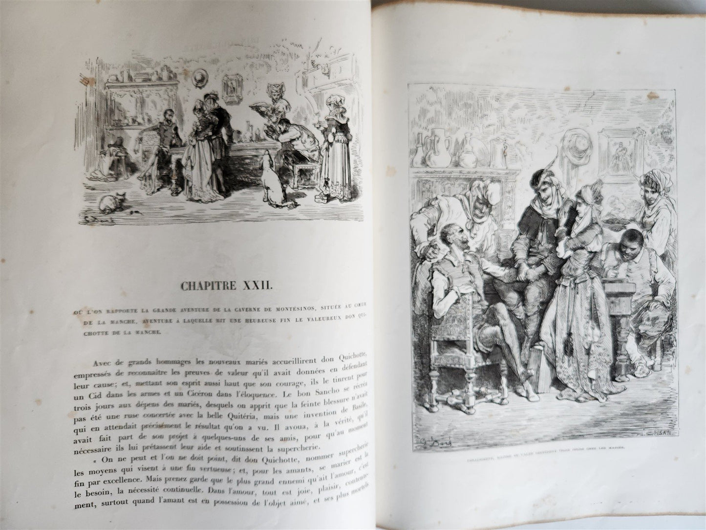 1869 DON QUIXOTE by CERVANTES illustrated by GUSTAVE DORE antique 2 FOLIO VOLS.