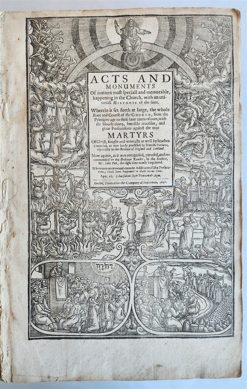 1641 BOOK of MARTYRS by JOHN FOXE antique ILLUSTRATED FOLIO Actes And Monuments