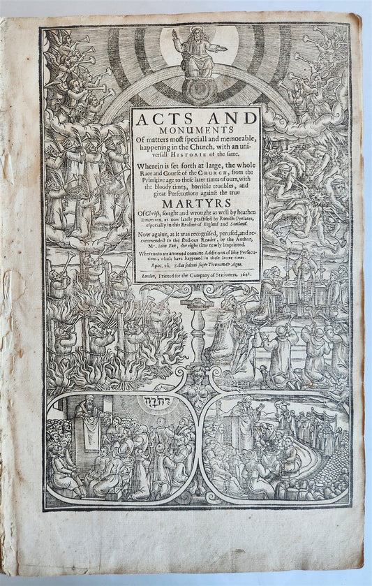 1641 BOOK of MARTYRS by JOHN FOXE antique ILLUSTRATED FOLIO Actes And Monuments