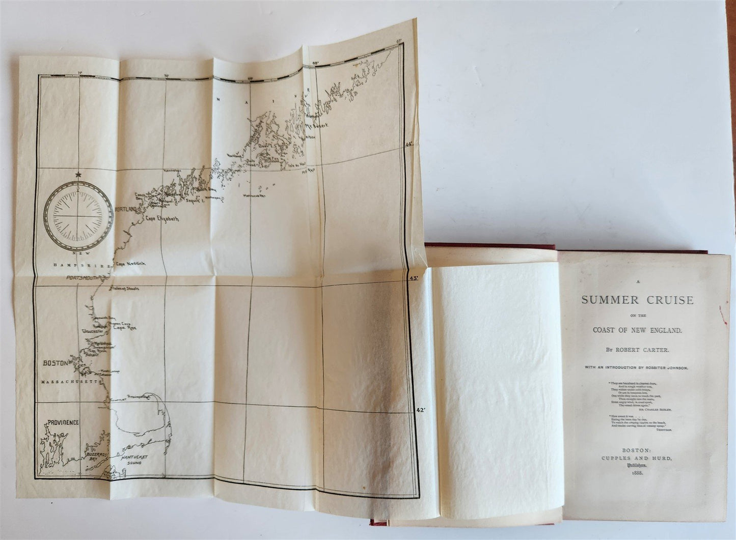 1888 SUMMER CRUISE on COAST OF NEW ENGLAND ILLUSTRATED w/ MAP antique AMERICANA