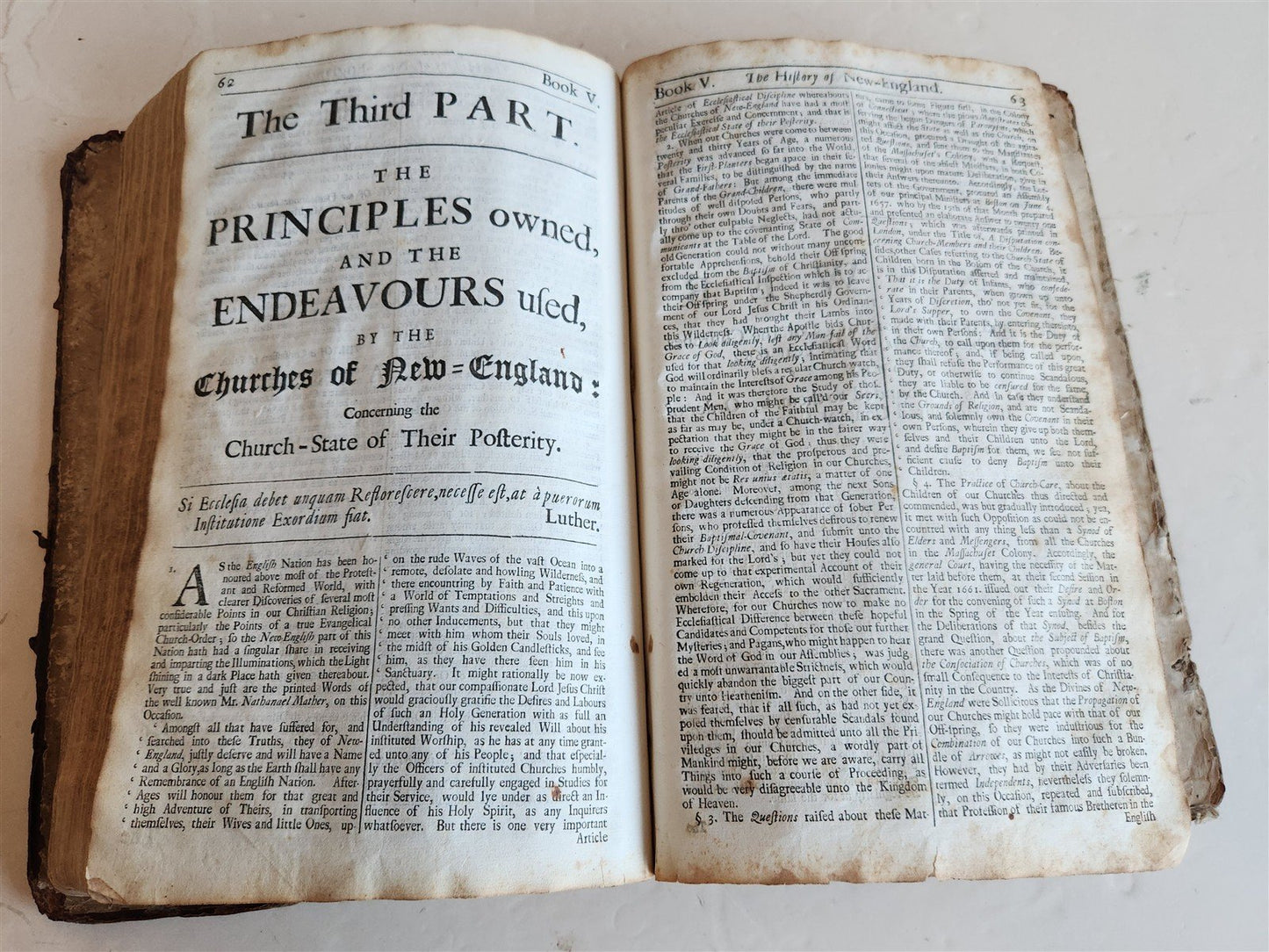 1702 MAGNALIA CHRISTI AMERICANA ECCLESIASTICAL HISTORY of NEW ENGLAND antique