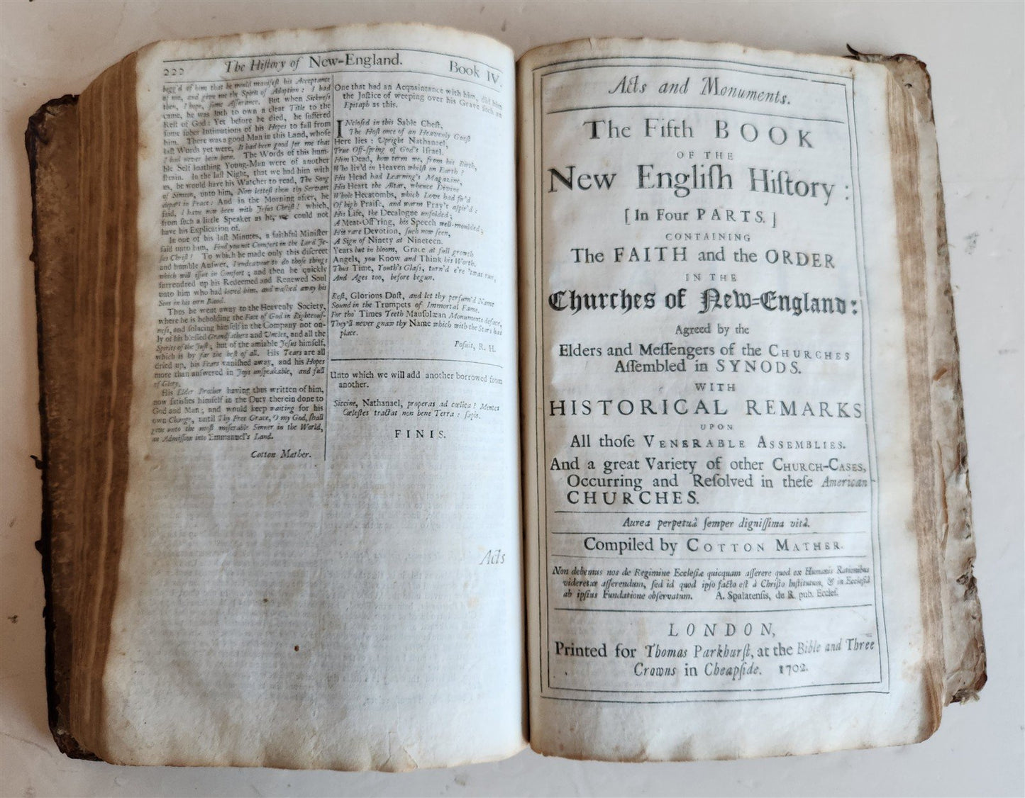 1702 MAGNALIA CHRISTI AMERICANA ECCLESIASTICAL HISTORY of NEW ENGLAND antique