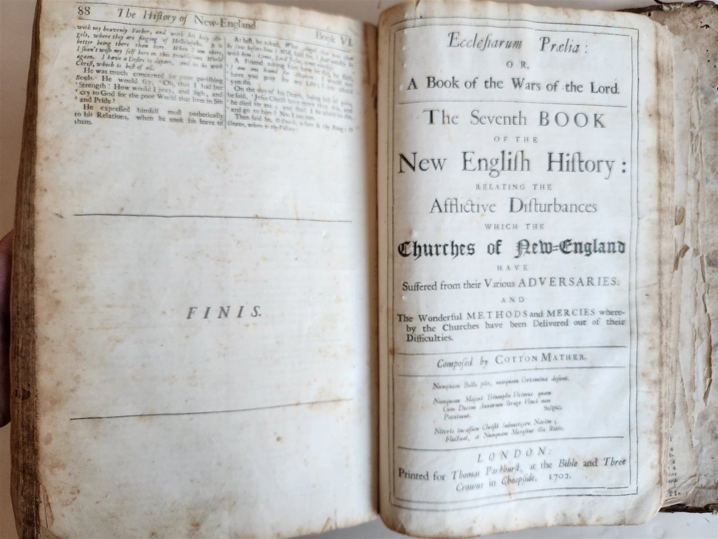 1702 MAGNALIA CHRISTI AMERICANA ECCLESIASTICAL HISTORY of NEW ENGLAND antique