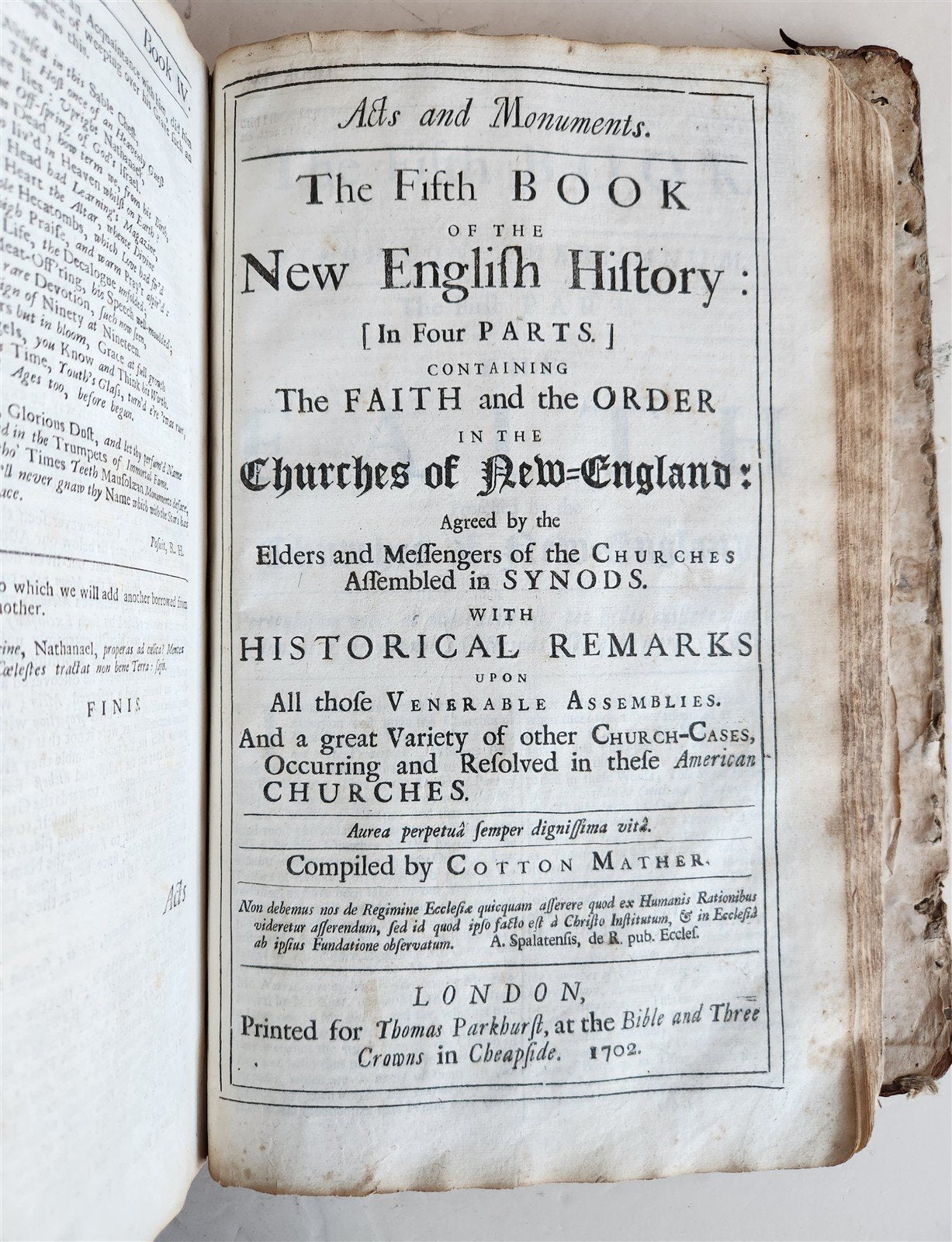 1702 MAGNALIA CHRISTI AMERICANA ECCLESIASTICAL HISTORY of NEW ENGLAND antique