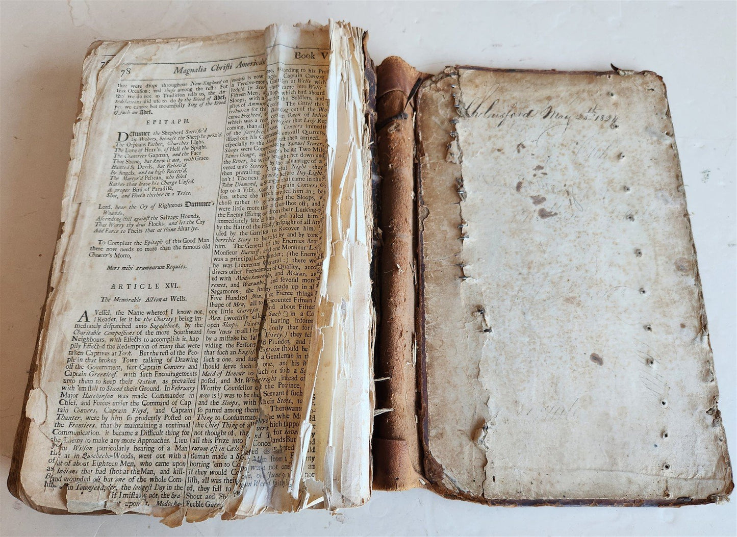1702 MAGNALIA CHRISTI AMERICANA ECCLESIASTICAL HISTORY of NEW ENGLAND antique