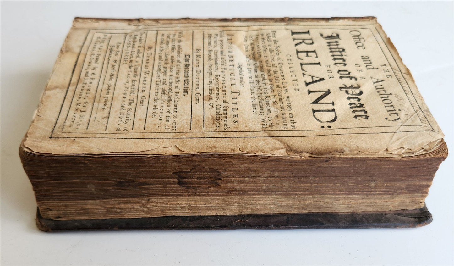 1727 LAW BOOK in ENGLISH Office & Authority of Justice of Peace for Ireland