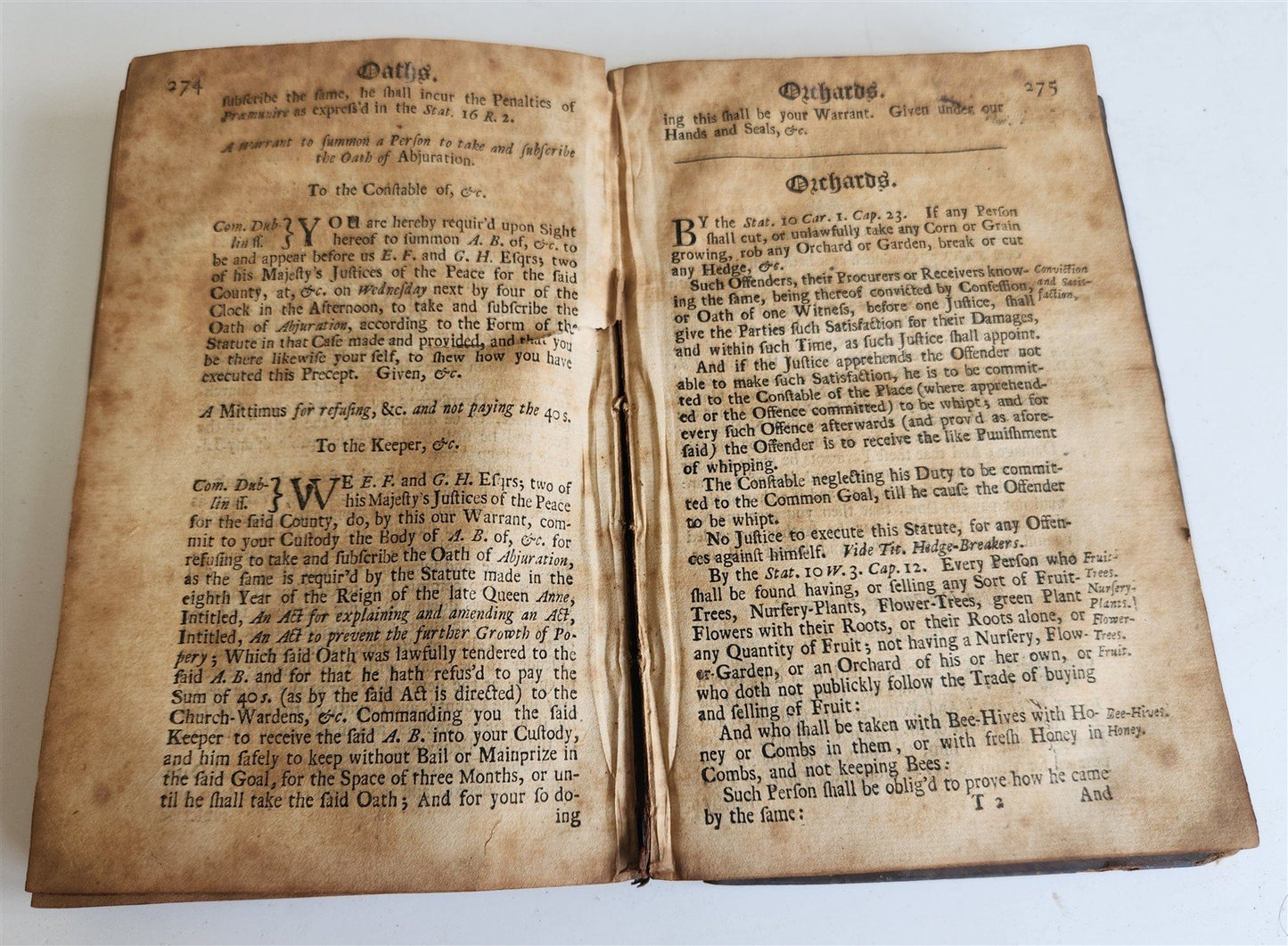 1727 LAW BOOK in ENGLISH Office & Authority of Justice of Peace for Ireland
