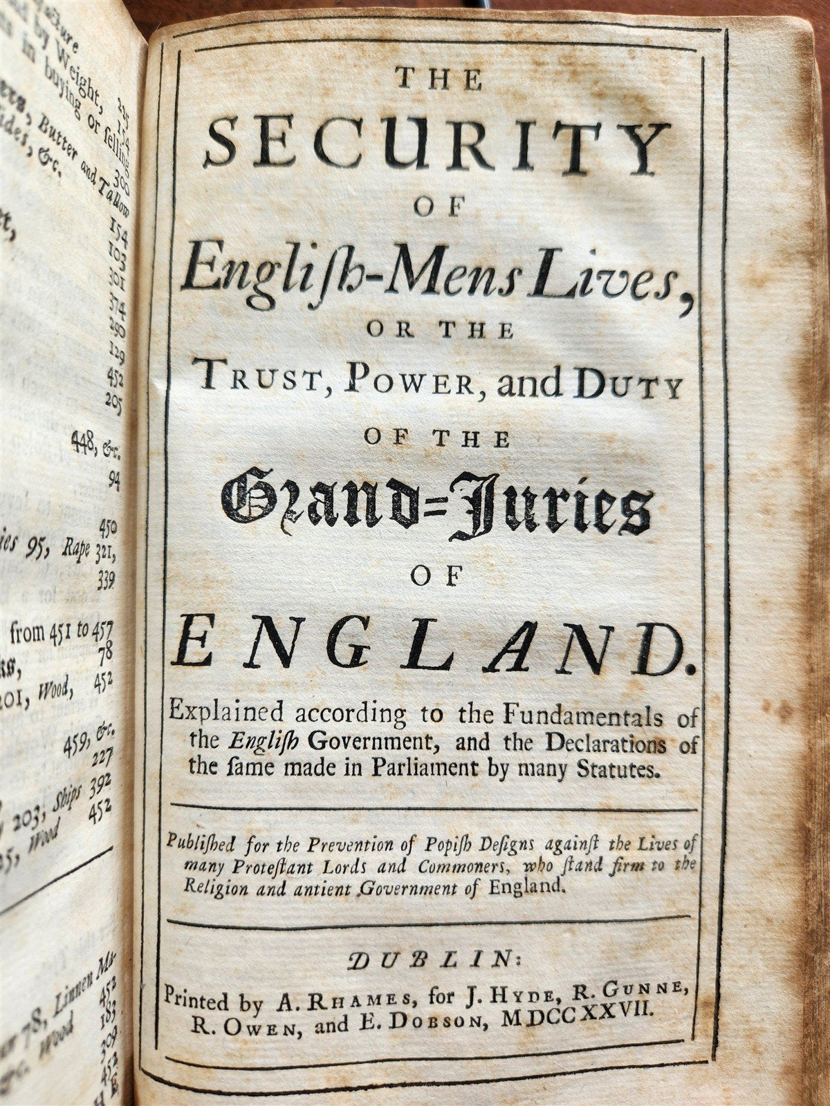 1727 LAW BOOK in ENGLISH Office & Authority of Justice of Peace for Ireland
