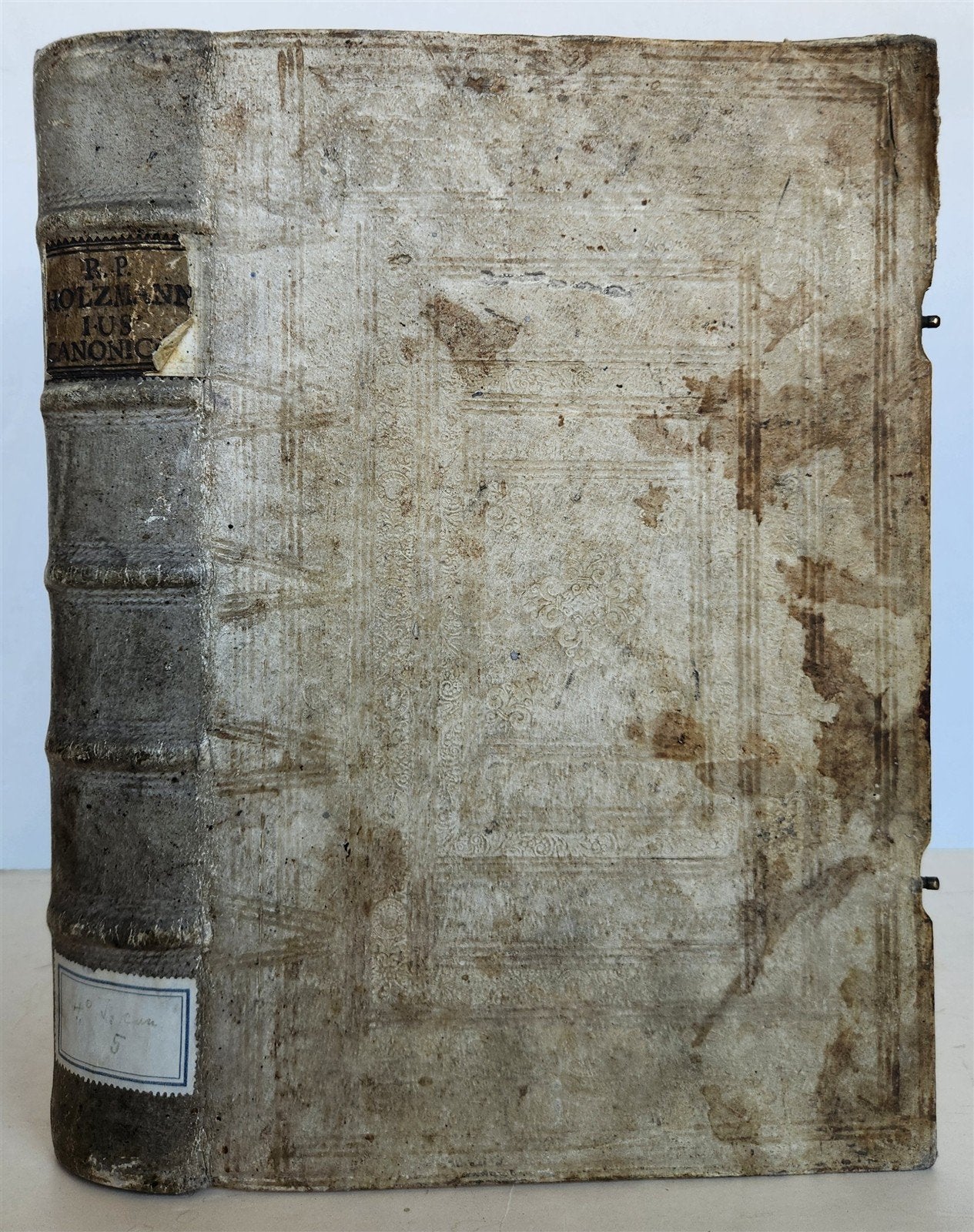 1749 CANON LAW antique PIGSKIN BOUND FOLIO