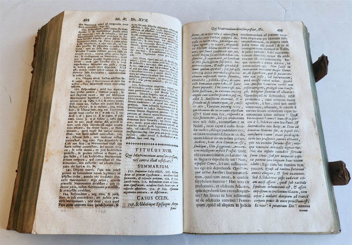 1749 CANON LAW antique PIGSKIN BOUND FOLIO