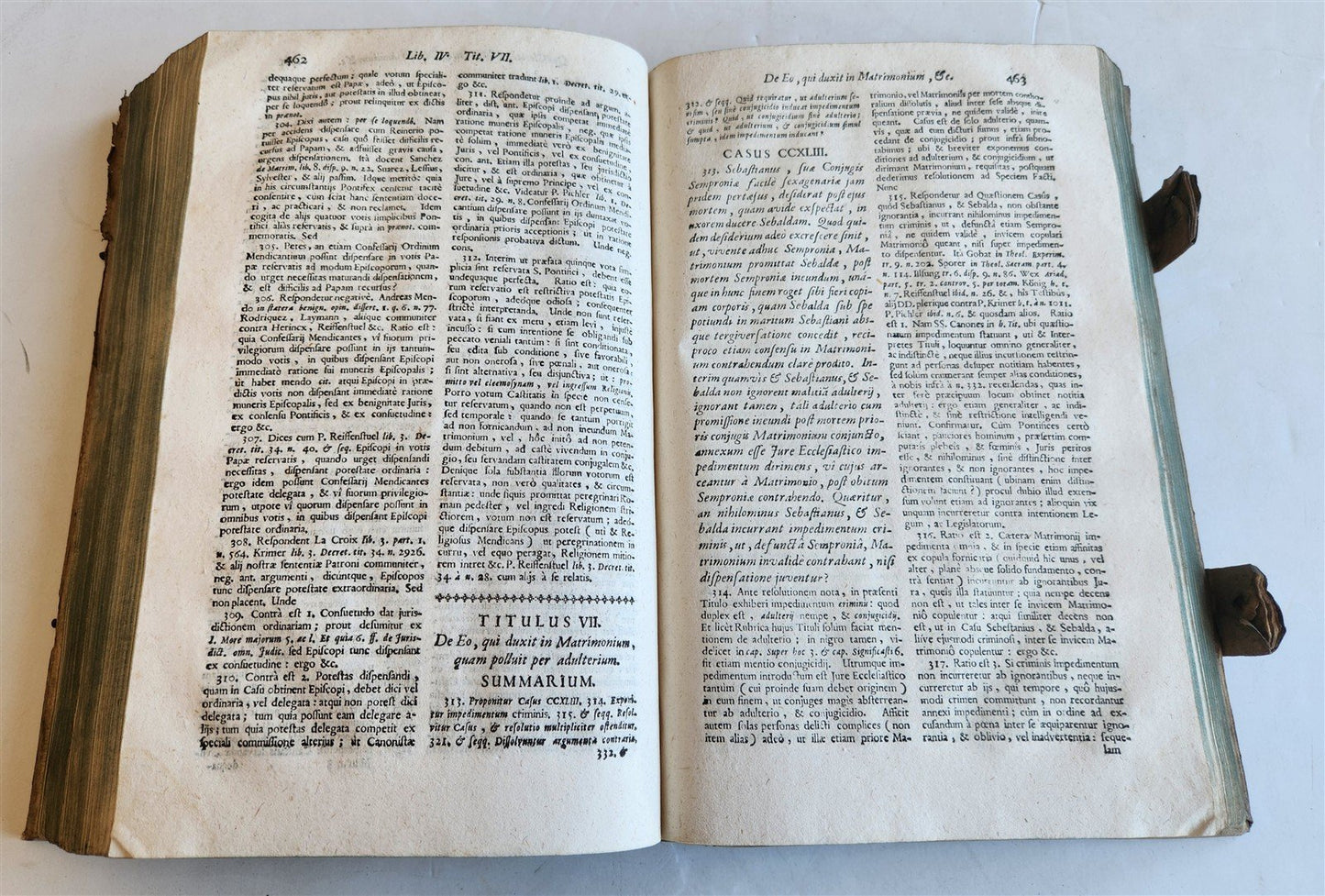 1749 CANON LAW antique PIGSKIN BOUND FOLIO